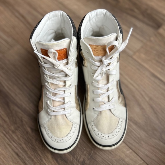 Louis Vuitton Black Denim + Leather High Top Sneakers | 38 - Picture 7 of 16
